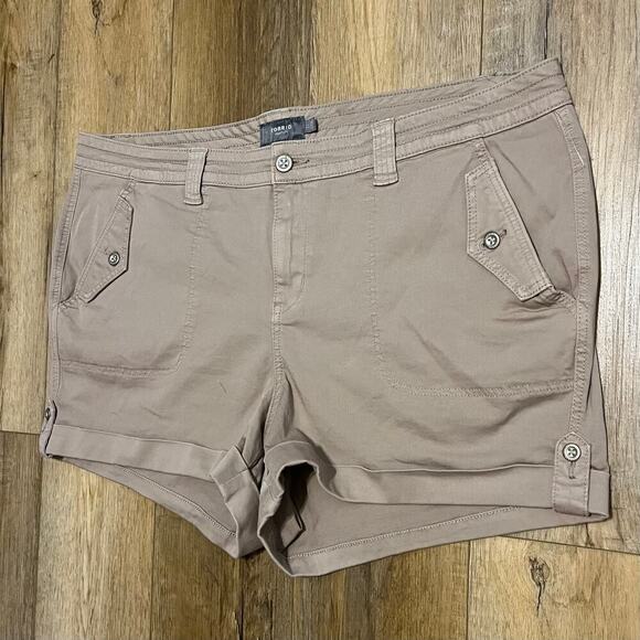Torrid Cuffed Cargo Shorts Size 24 Military Stretch Twill Khaki Zip Button Front - Picture 3 of 6